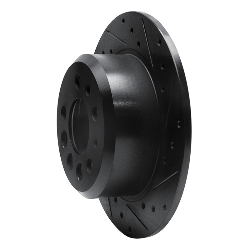 R1 74-95 Volvo 244 Rear Right Drilled & Slotted Black Brake Rotor