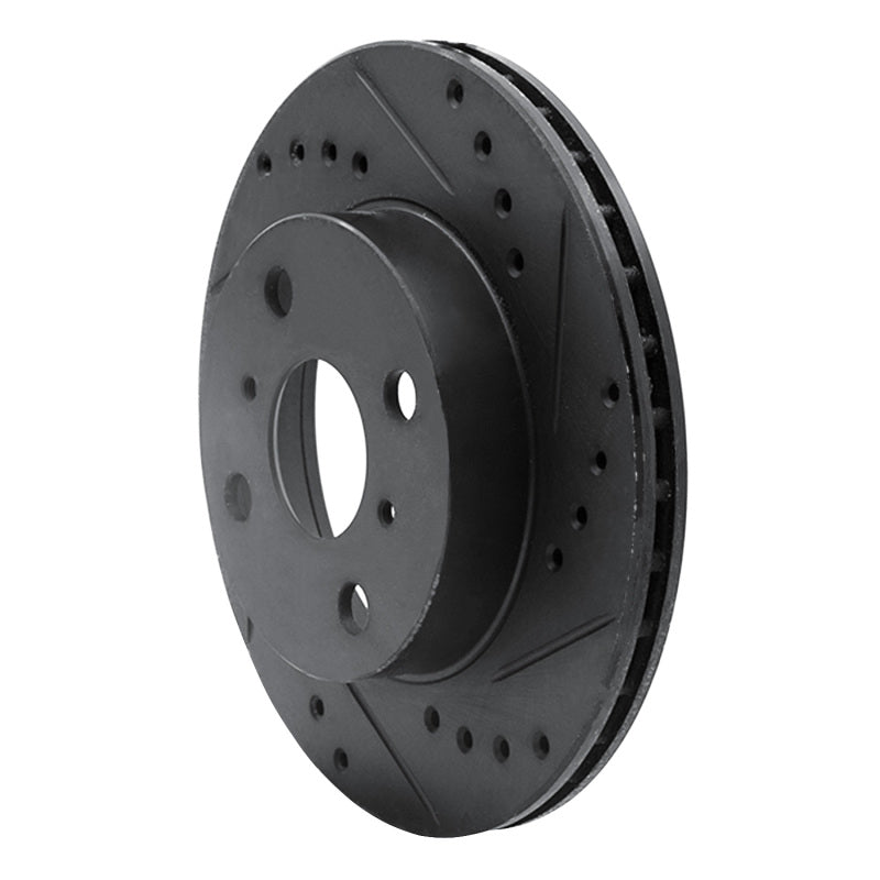 R1 84-88 Chevrolet Nova Front Left Drilled & Slotted Black Brake Rotor