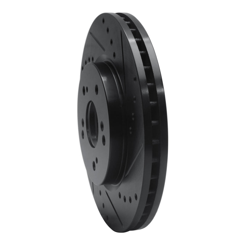 R1 07-16 Acura RDX Front Right Drilled & Slotted Black Brake Rotor