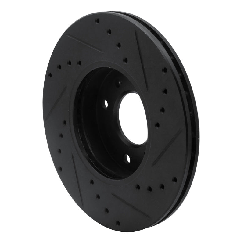 R1 93-06 Infiniti G20 Front Left Drilled & Slotted Black Brake Rotor
