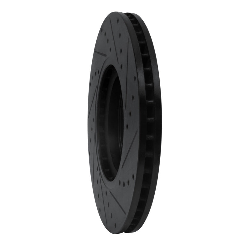 R1 07-17 Nissan Juke Front Left Drilled & Slotted Black Brake Rotor