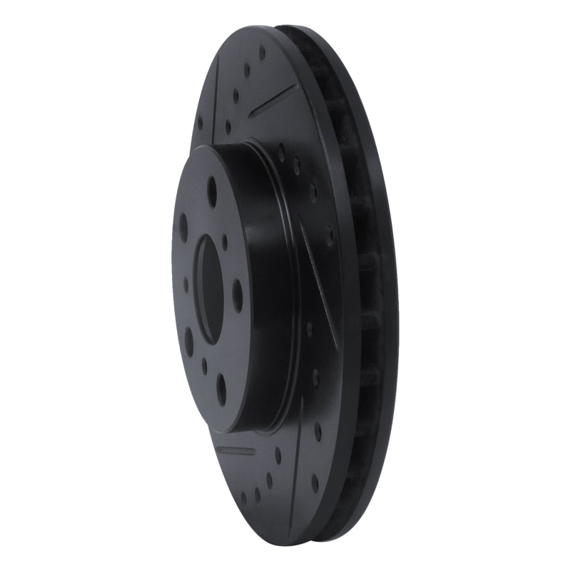 R1 87-91 Toyota Camry Front Left Drilled & Slotted Black Brake Rotor