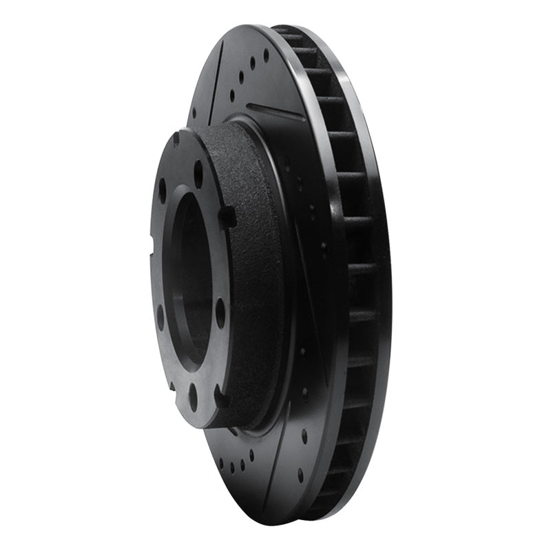 R1 80-93 Dodge Ramcharger 4WD Front Left Drilled & Slotted Black Brake Rotor