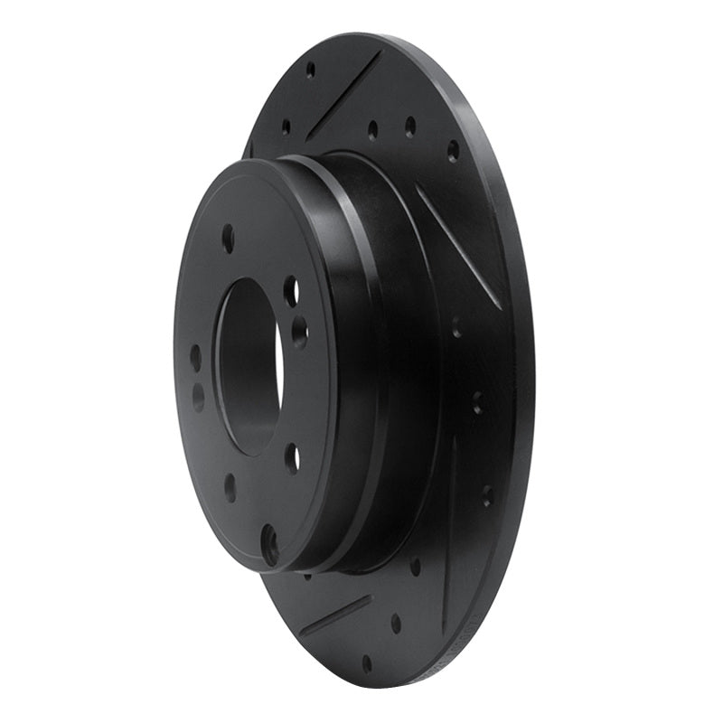 R1 05-20 Hyundai Azera Rear Left Drilled & Slotted Black Brake Rotor