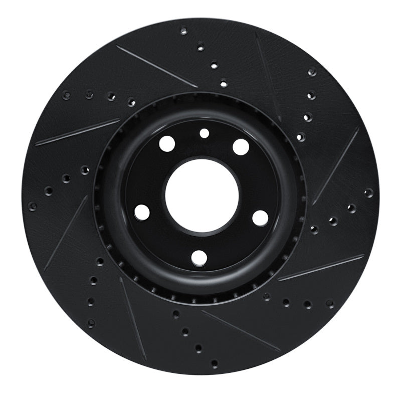 R1 14-19 Chevrolet Corvette Front Left Drilled & Slotted Black Brake Rotor