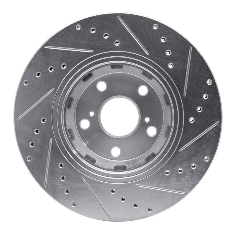 R1 09-15 Toyota Venza Front Left Drilled & Slotted Silver Brake Rotor
