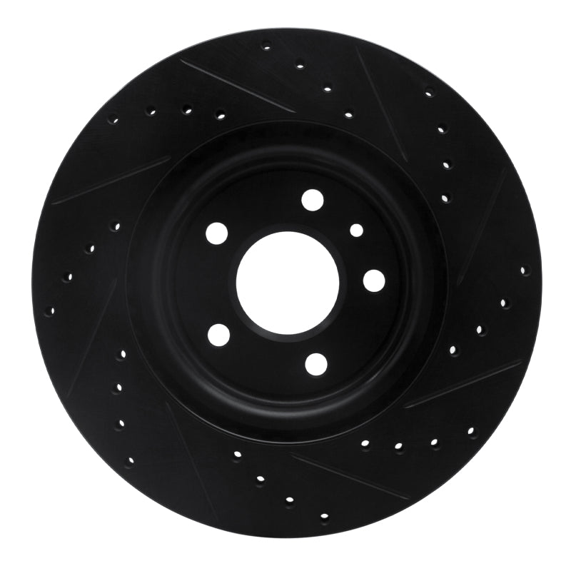 R1 09-10 Ford Taurus SHO Front Left Drilled & Slotted Black Brake Rotor