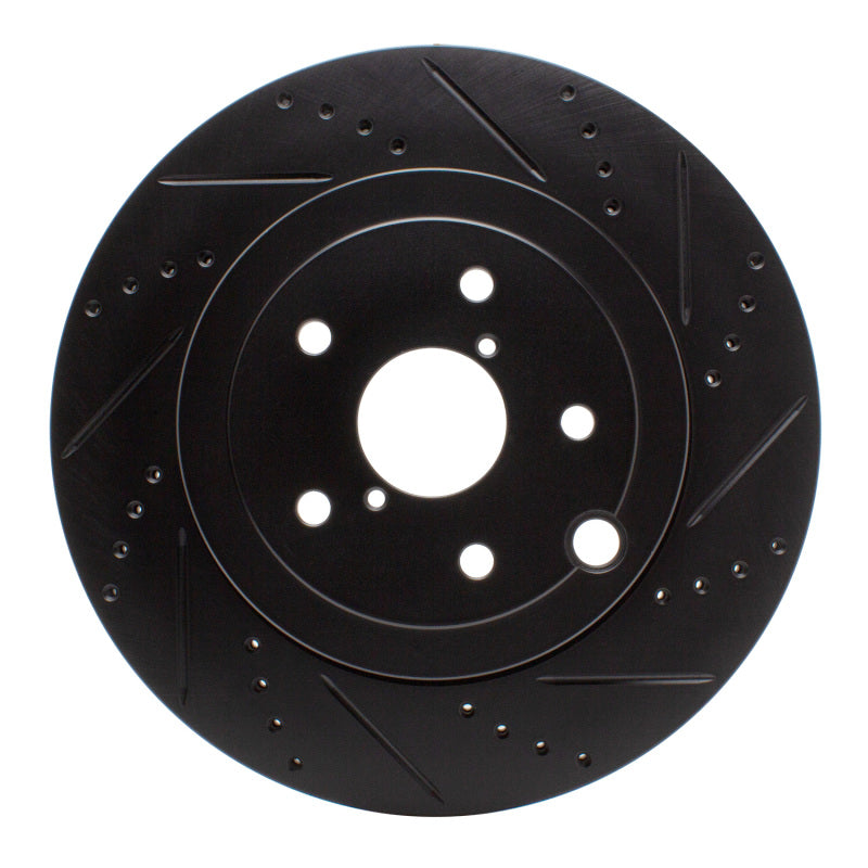 R1 18-25 Subaru WRX Rear Right Drilled & Slotted Black Brake Rotor