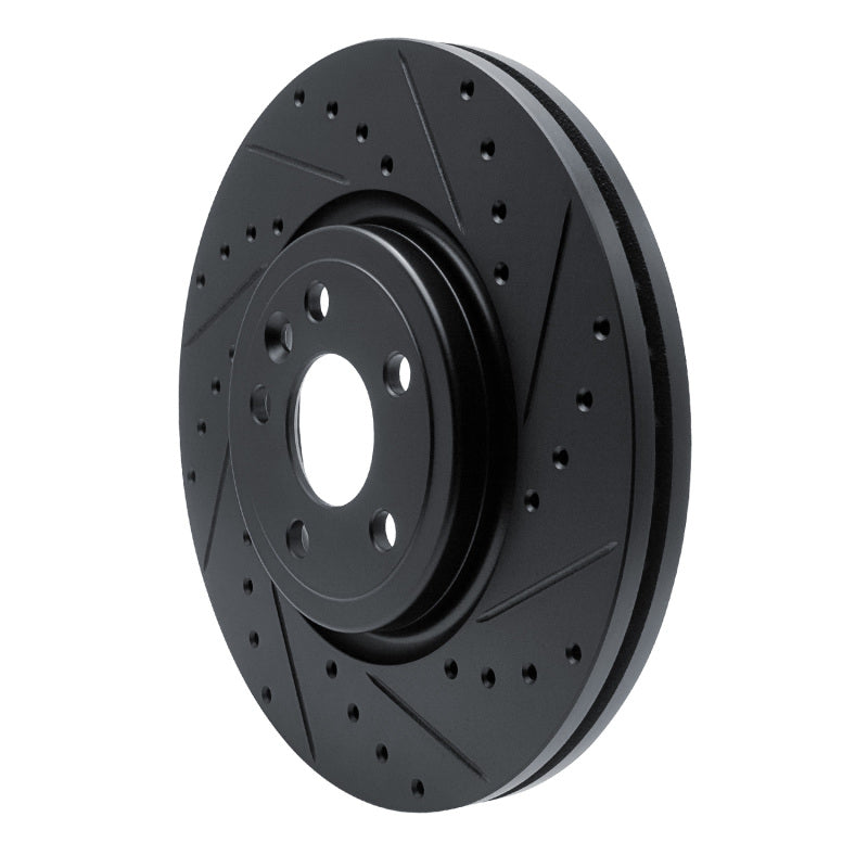 R1 17-19 Jaguar F-Pace Front Right Drilled & Slotted Black Brake Rotor