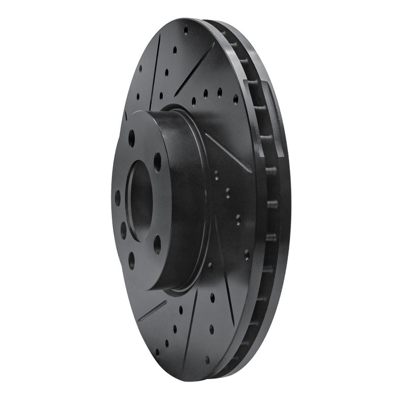 R1 07-19 BMW X6 Front Left Drilled & Slotted Black Brake Rotor