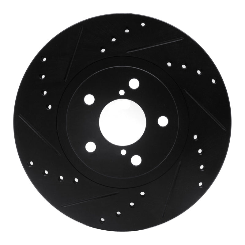 R1 90-16 Saab 9-2X Front Left Drilled & Slotted Black Brake Rotor
