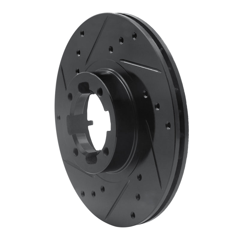 R1 85-94 Subaru GL-10 Front Left Drilled & Slotted Black Brake Rotor