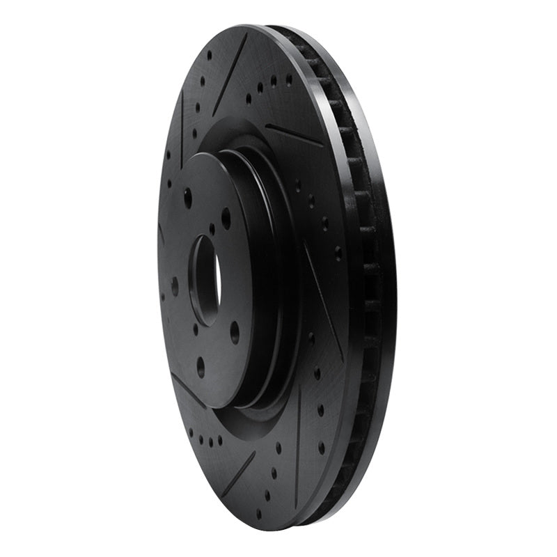 R1 -24 Subaru Forester Front Left Drilled & Slotted Black Brake Rotor
