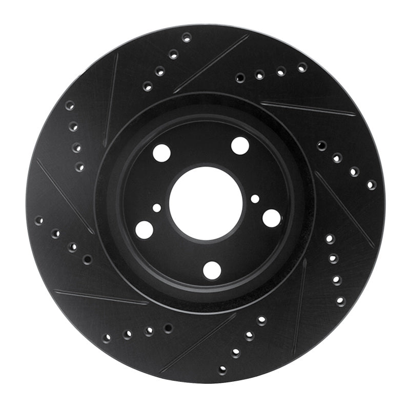 R1 06-15 Lexus GS300 Left Front Drilled & Slotted Black Brake Rotor