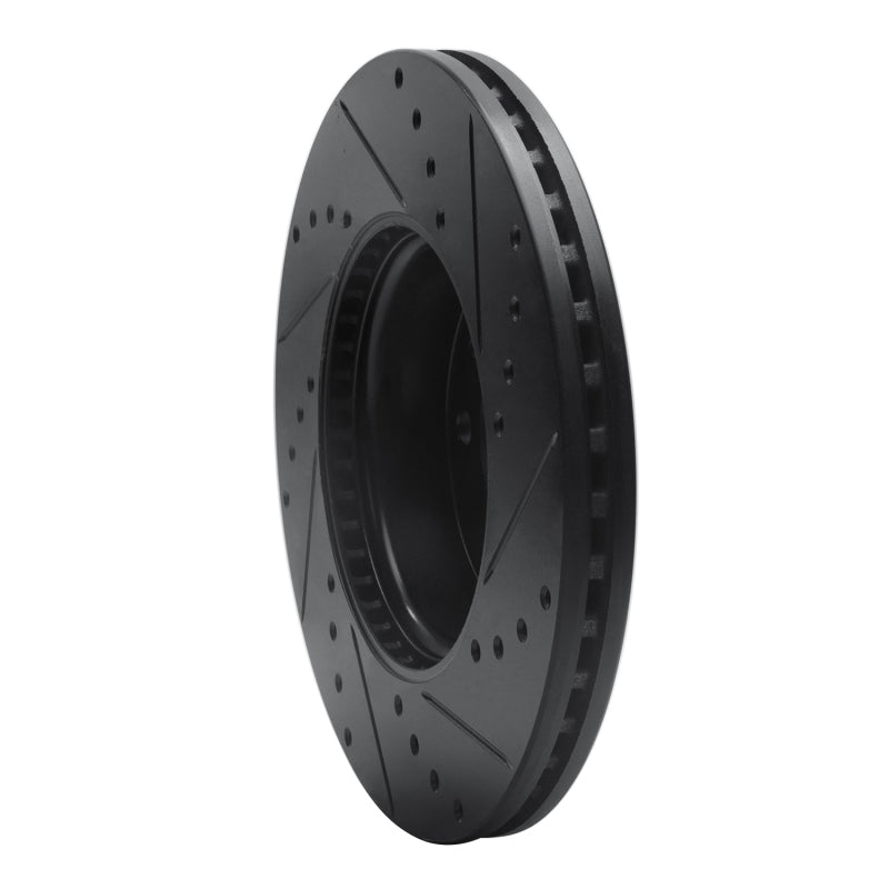 R1 13-25 Cadillac ATS Front Left Drilled & Slotted Black Brake Rotor