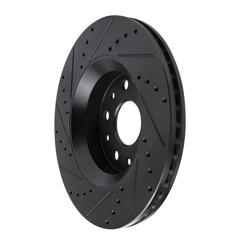 R1 18-25 Jeep Gladiator Front Right Drilled & Slotted Black Brake Rotor