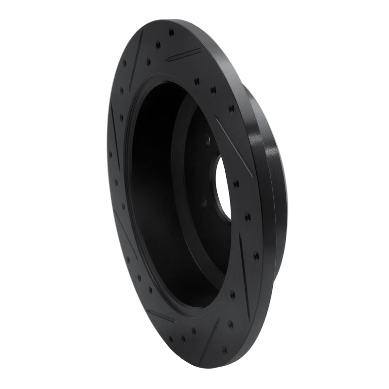 R1 07-12 Hyundai Veracruz Rear Right Drilled & Slotted Black Brake Rotor