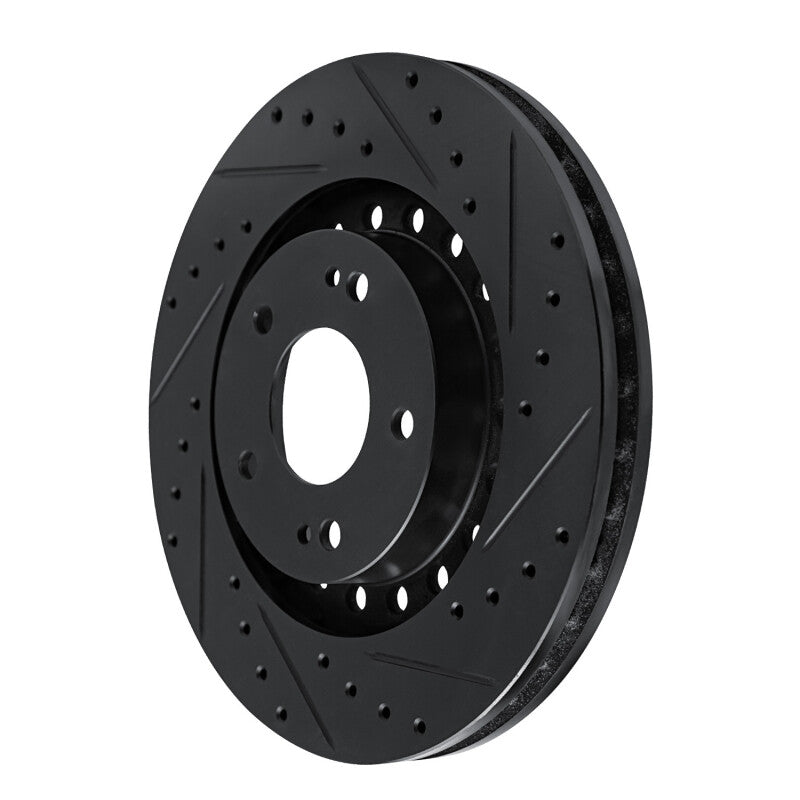 R1 93-99 Dodge STEALTH Front Right Drilled & Slotted Black Brake Rotor