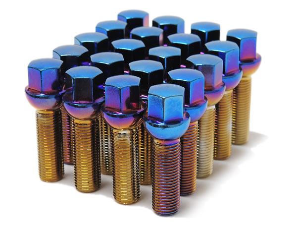 Wheel Mate Mevius Lug Bolt Set of 20 - Blue Neon 12x1.50 27mm Cone 60 DEG TAP