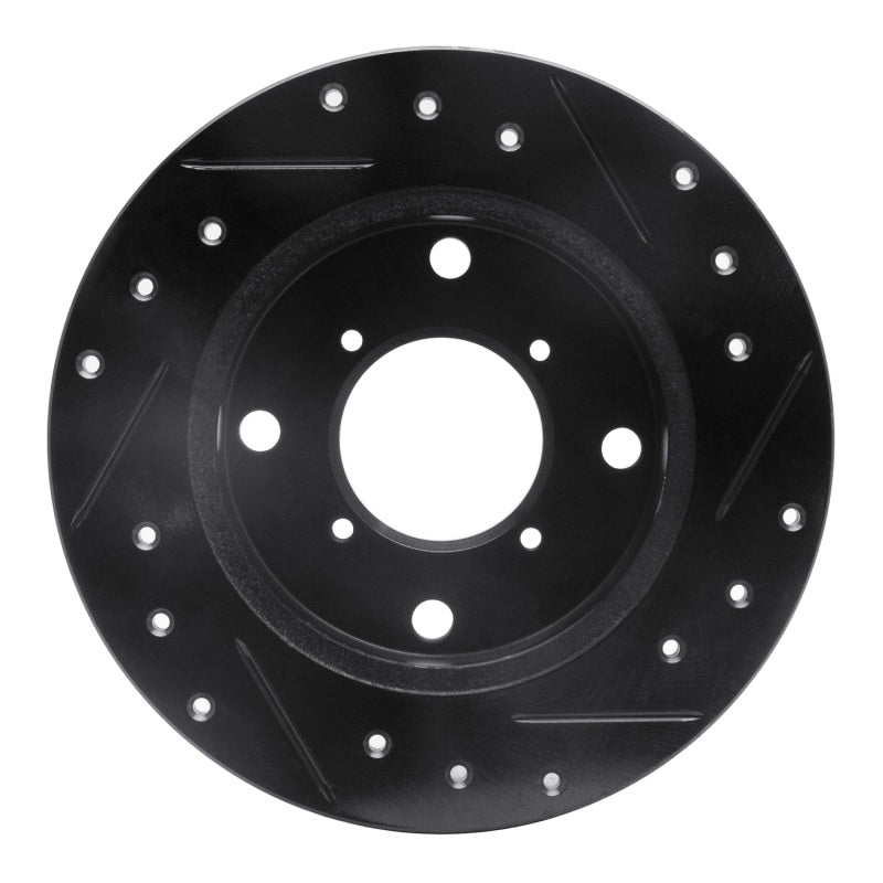 R1 89-94 Suzuki Swift Rear Left Drilled & Slotted Black Brake Rotor