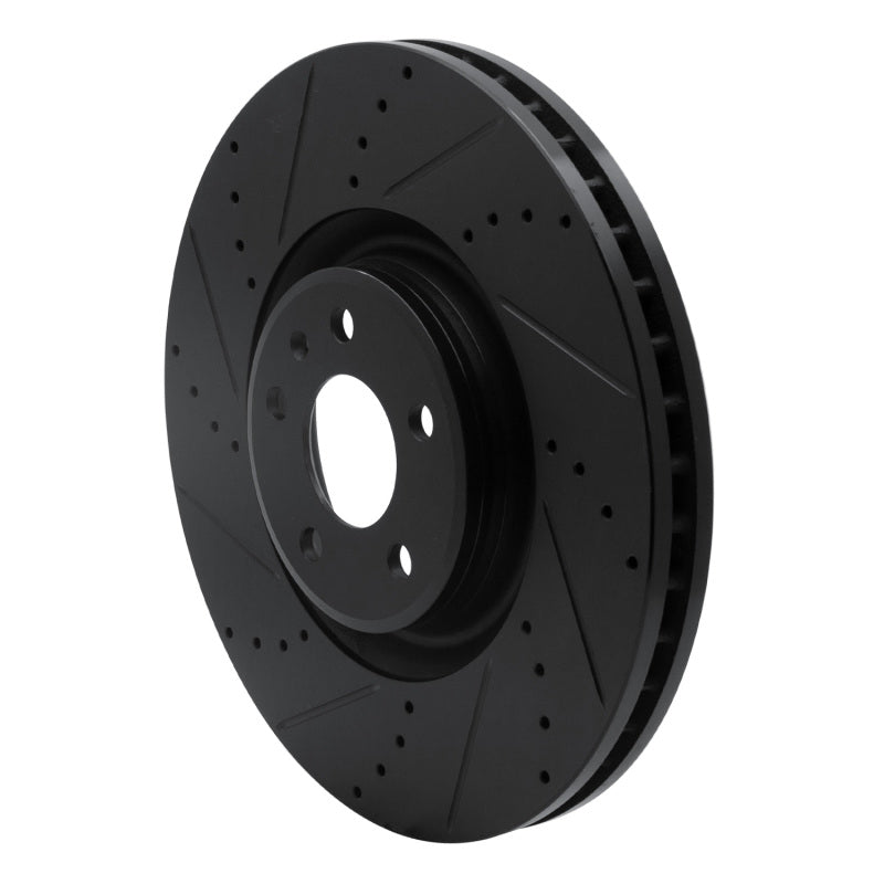 R1 12-18 Audi A7 Quattro Front Left Drilled & Slotted Black Brake Rotor