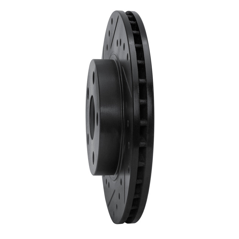 R1 86-89 Toyota Celica Front Left Drilled & Slotted Black Brake Rotor
