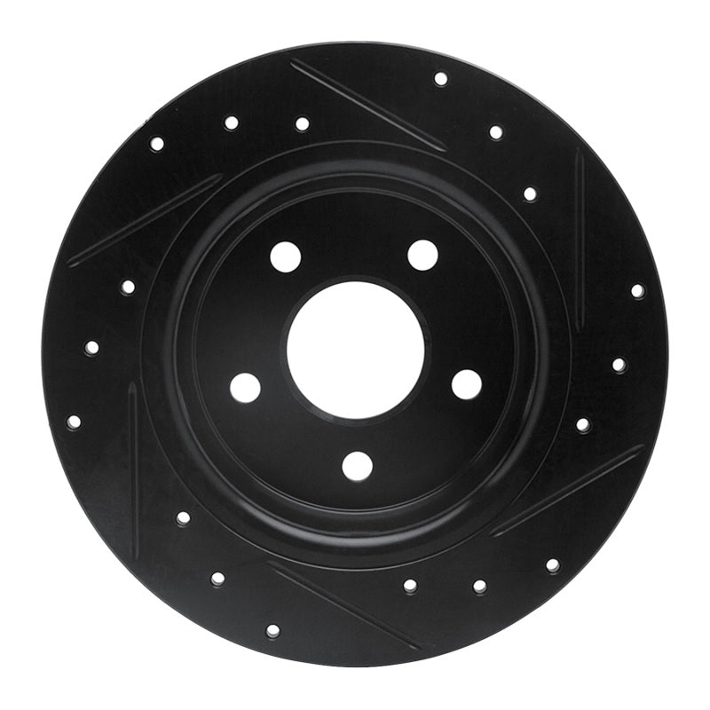 R1 07-14 Suzuki SX4 CrossOVER Rear Left Drilled & Slotted Black Brake Rotor