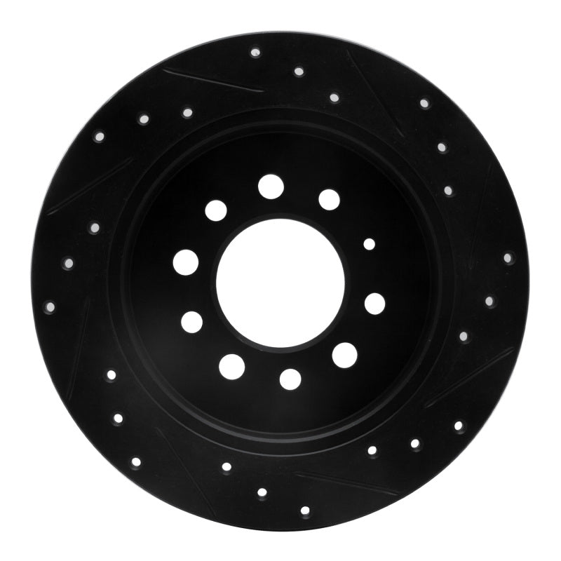 R1 07-08 Hyundai Tiburon Rear Left Drilled & Slotted Black Brake Rotor