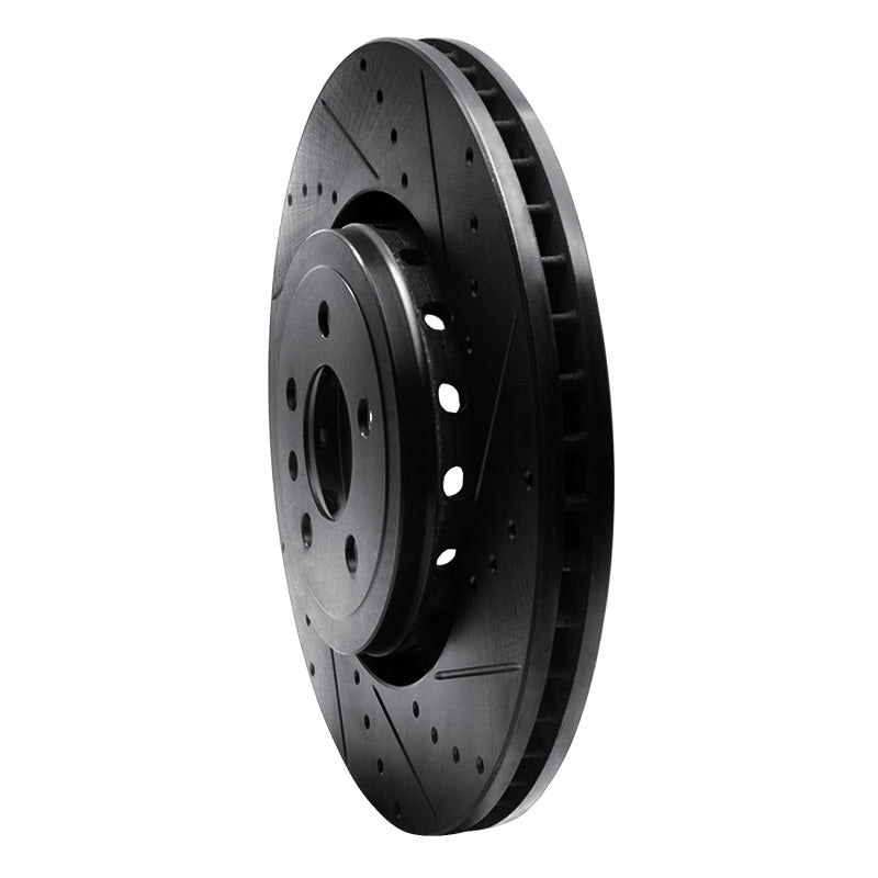 R1 14-23 Dodge Charger Front Right Drilled & Slotted Black Brake Rotor