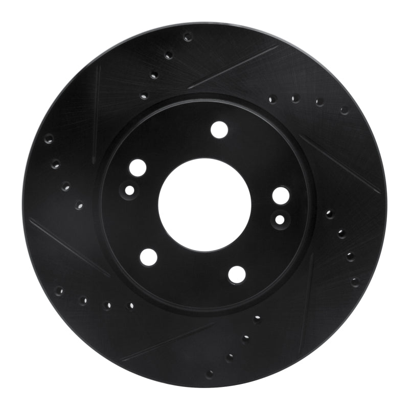 R1 17-22 Hyundai Ioniq Front Left Drilled & Slotted Black Brake Rotor