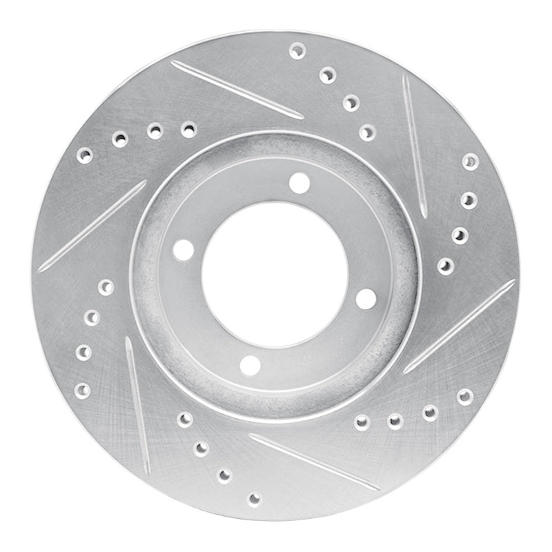 R1 84-87 Toyota Cressida Front Left Drilled & Slotted Silver Brake Rotor
