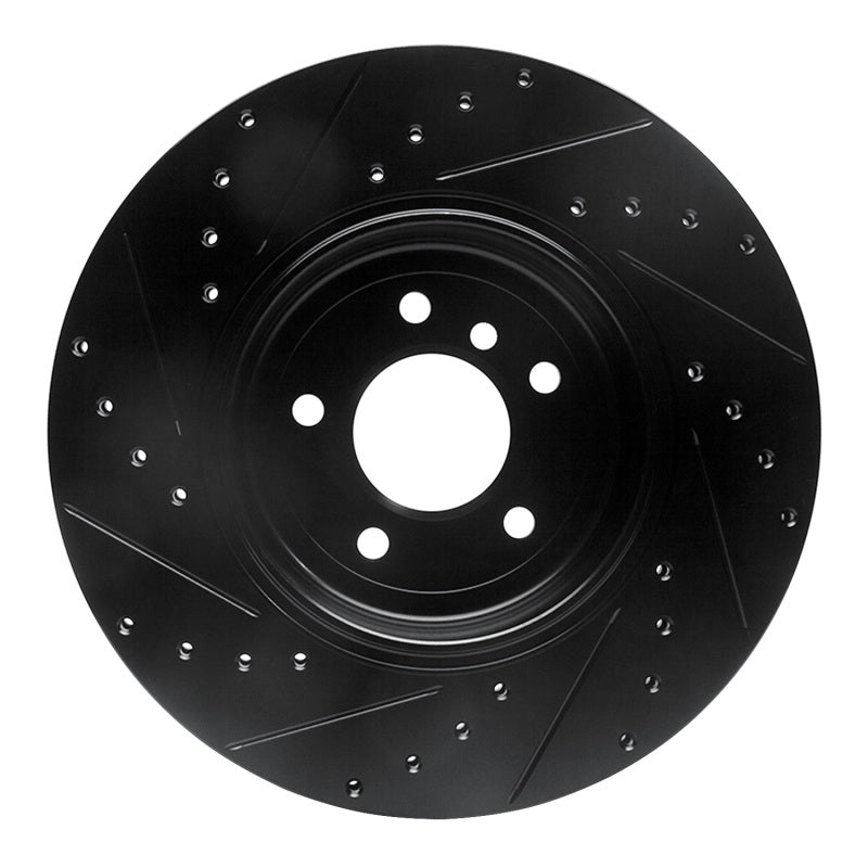 R1 04-10 BMW 650I Convertible Rear Right Drilled & Slotted Black Brake Rotor