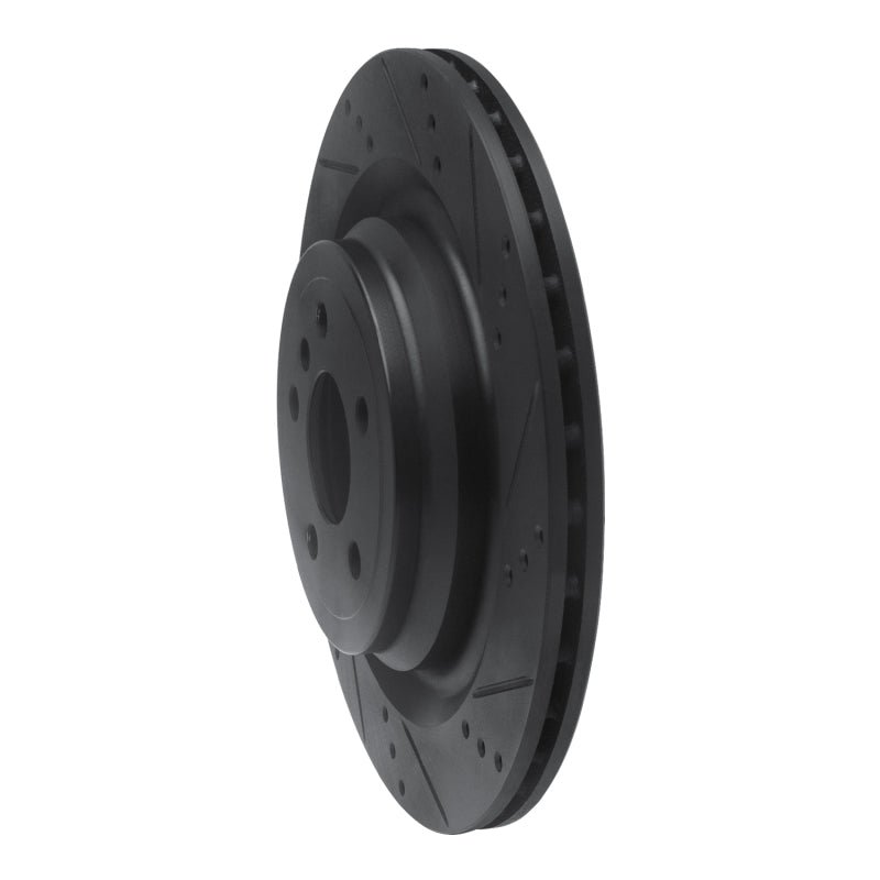 R1 13-19 Mercedes-Benz GLS450 Rear Right Drilled & Slotted Black Brake Rotor