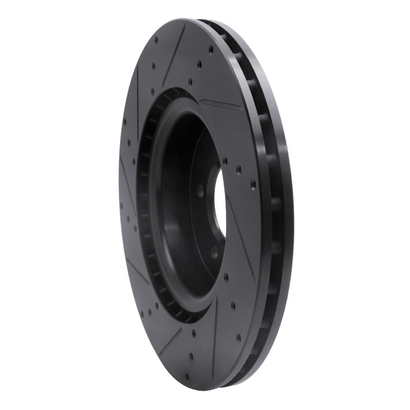 R1 06-17 Land Rover Discovery (Latin America) Front Right Drilled & Slotted Black Brake Rotor