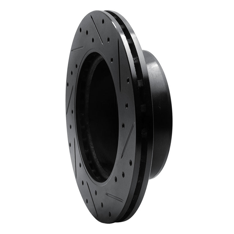 R1 02-06 Dodge Sprinter 3500 Front Left Drilled & Slotted Black Brake Rotor