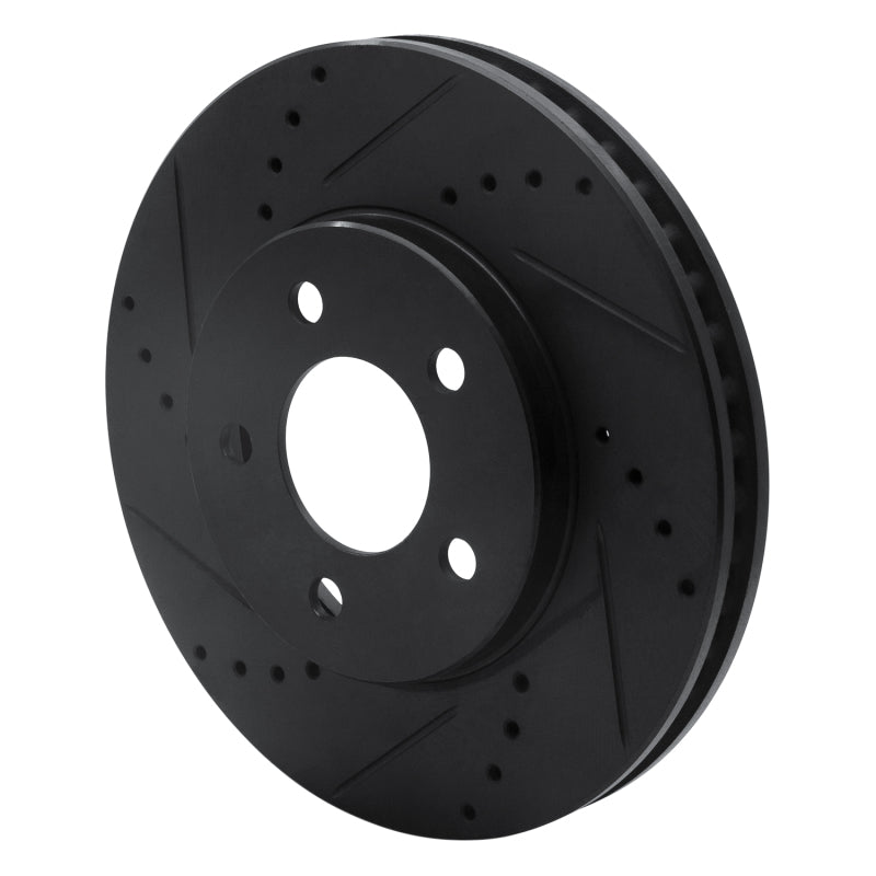 R1 05-10 Ford Mustang Front Left Drilled & Slotted Black Brake Rotor