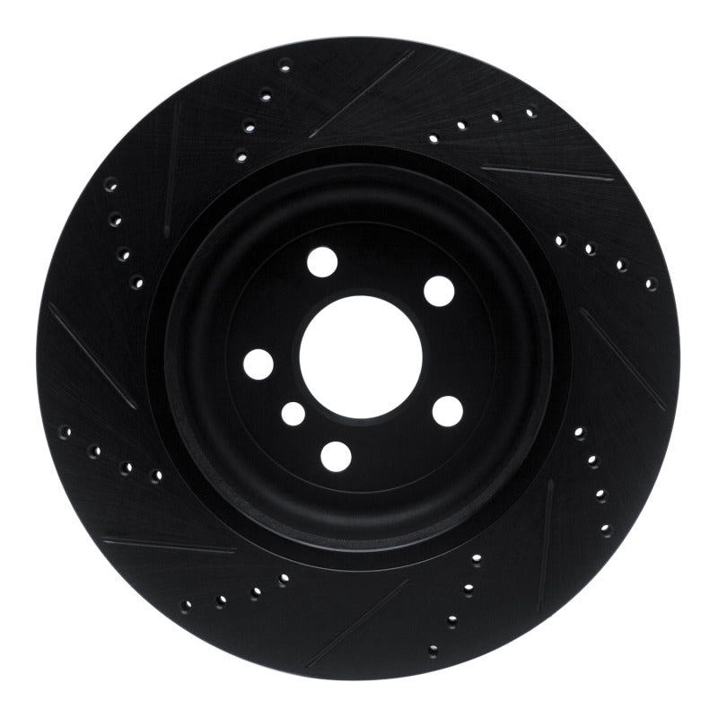 R1 17-25 BMW 530I Left Rear Drilled & Slotted Black Brake Rotor