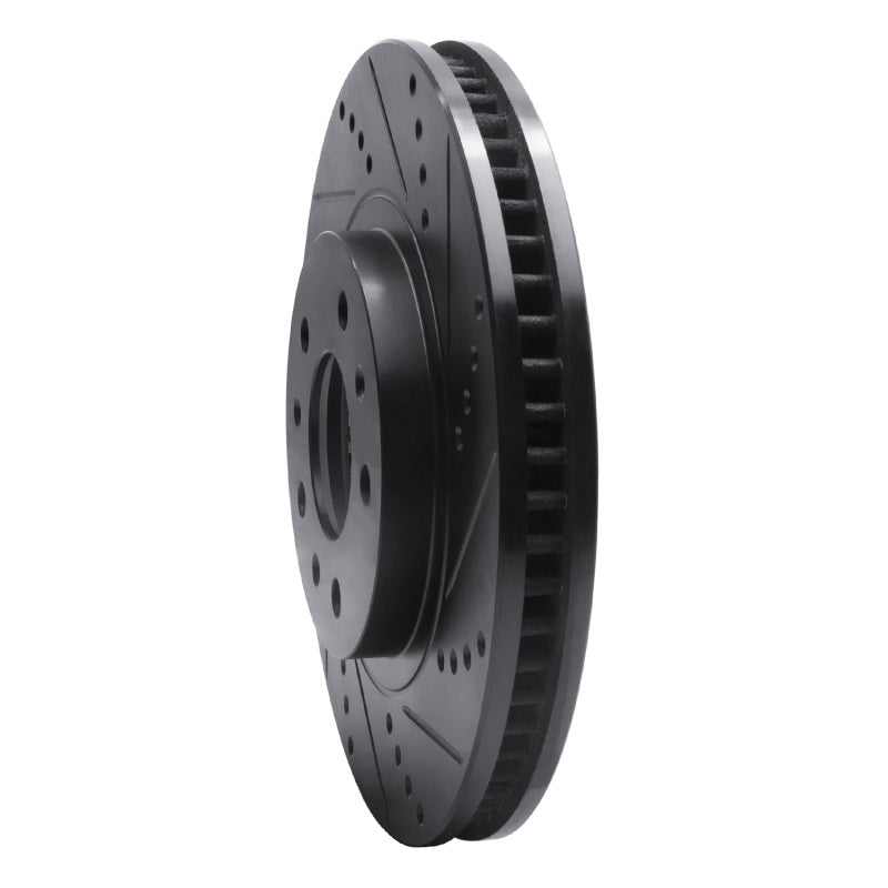 R1 03-07 Cadillac CTS Front Right Drilled & Slotted Black Brake Rotor