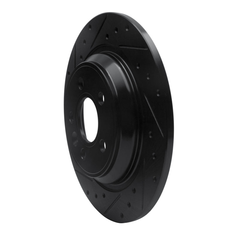 R1 07-18 Volvo V60 Cross Country Rear Left Drilled & Slotted Black Brake Rotor
