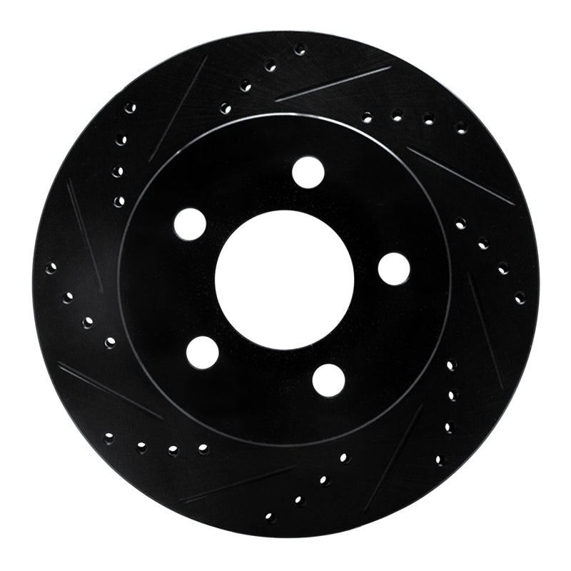 R1 99-06 Jeep Cherokee Front Left Drilled & Slotted Black Brake Rotor