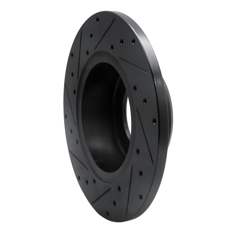 R1 74-99 Land Rover Defender 110 Front Right Drilled & Slotted Black Brake Rotor