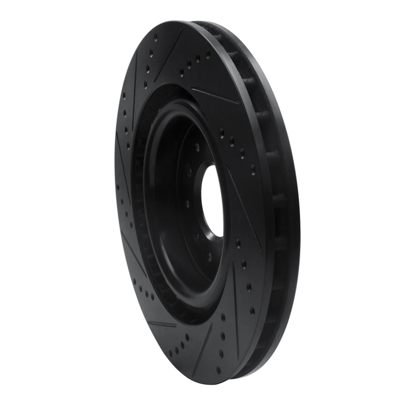R1 00-06 Jaguar XKR Front Right Drilled & Slotted Black Brake Rotor