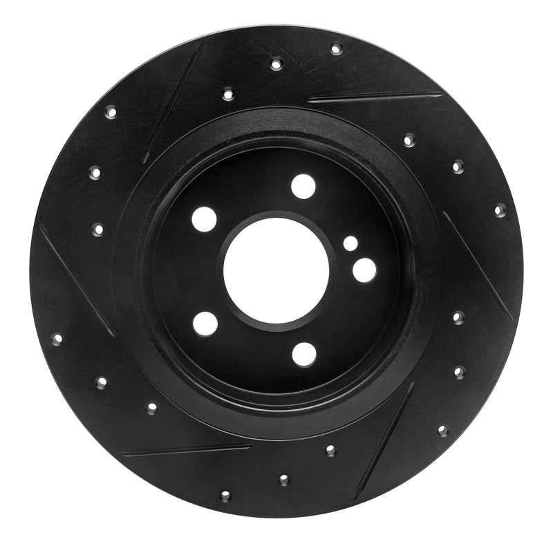 R1 14-20 Infiniti QX30 Rear Right Drilled & Slotted Black Brake Rotor