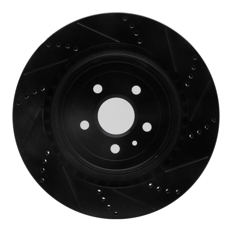 R1 09-24 Cadillac CTS Rear Left Drilled & Slotted Black Brake Rotor