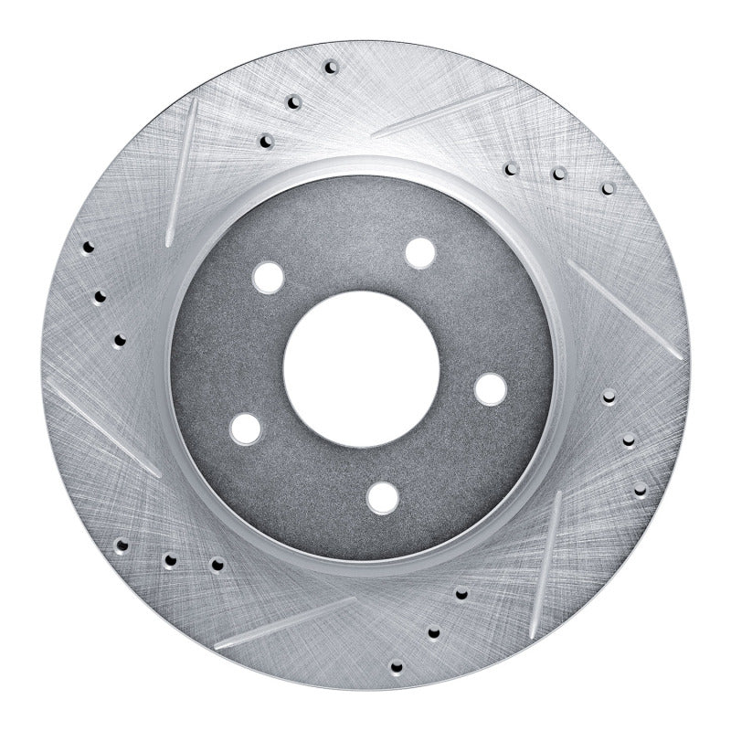 R1 17-25 Nissan Rogue Rear Left Drilled & Slotted Silver Brake Rotor