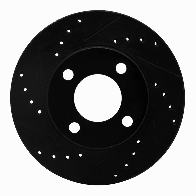 R1 90-91 Audi 90 Quattro Front Left Drilled & Slotted Black Brake Rotor