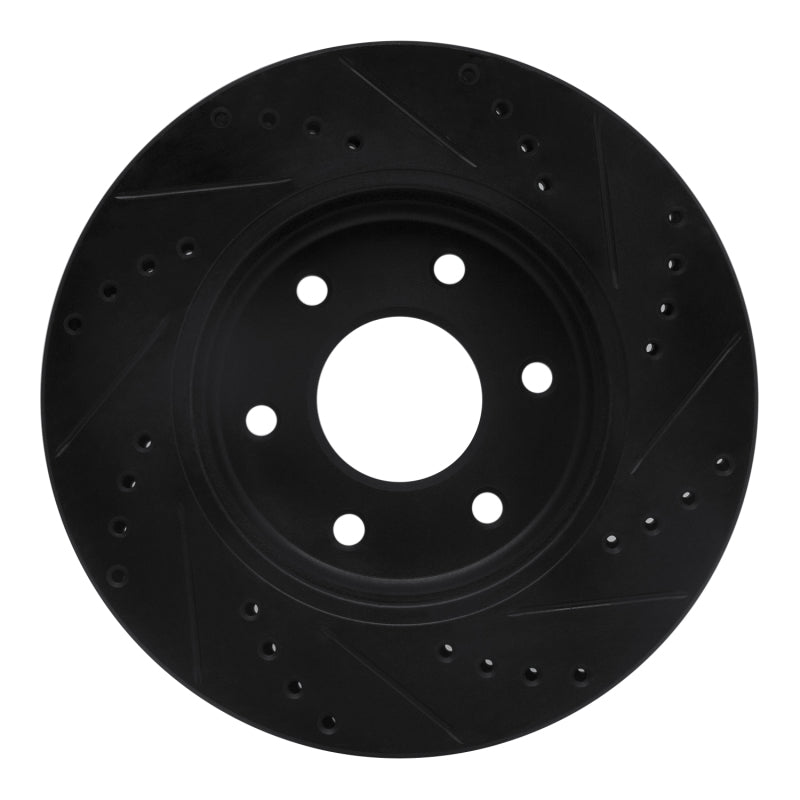 R1 05-21 Nissan Frontier Front Left Drilled & Slotted Black Brake Rotor