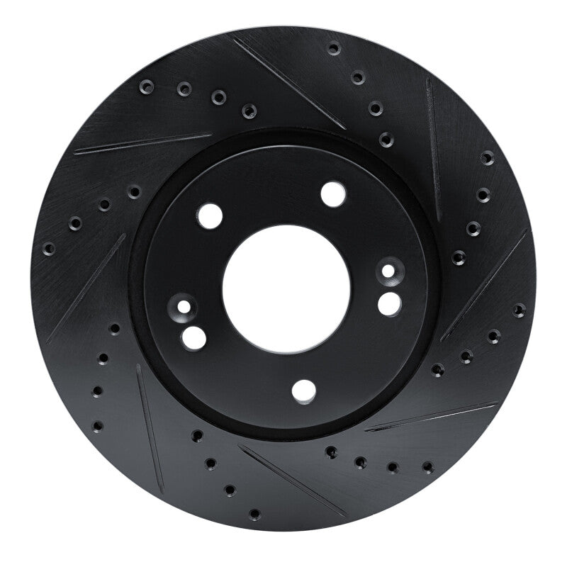 R1 07-09 Hyundai Santa Fe Front Right Drilled & Slotted Black Brake Rotor