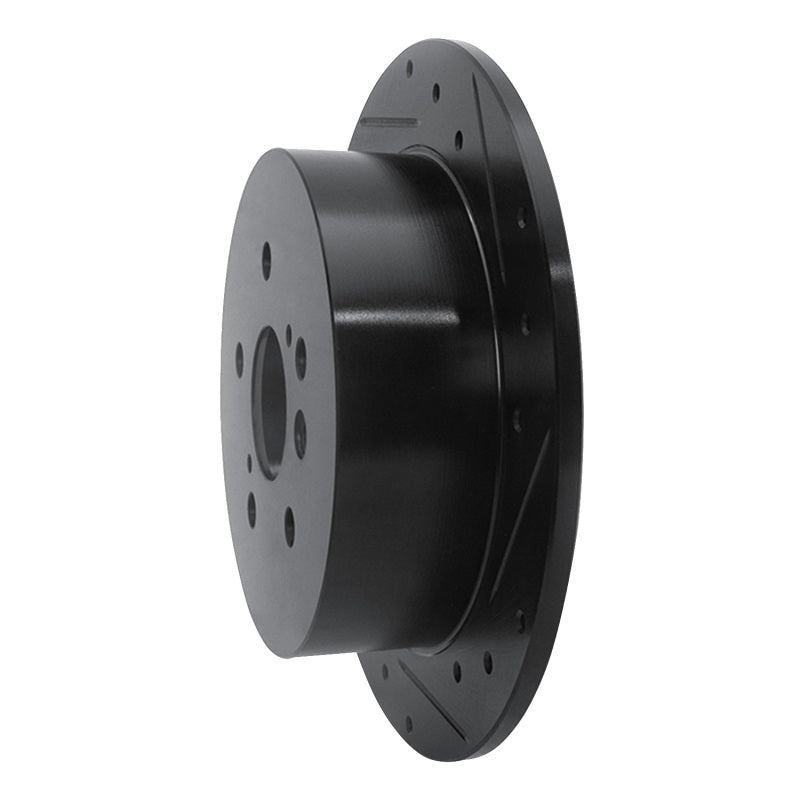 R1 09-15 Toyota Venza Rear Right Drilled & Slotted Black Brake Rotor