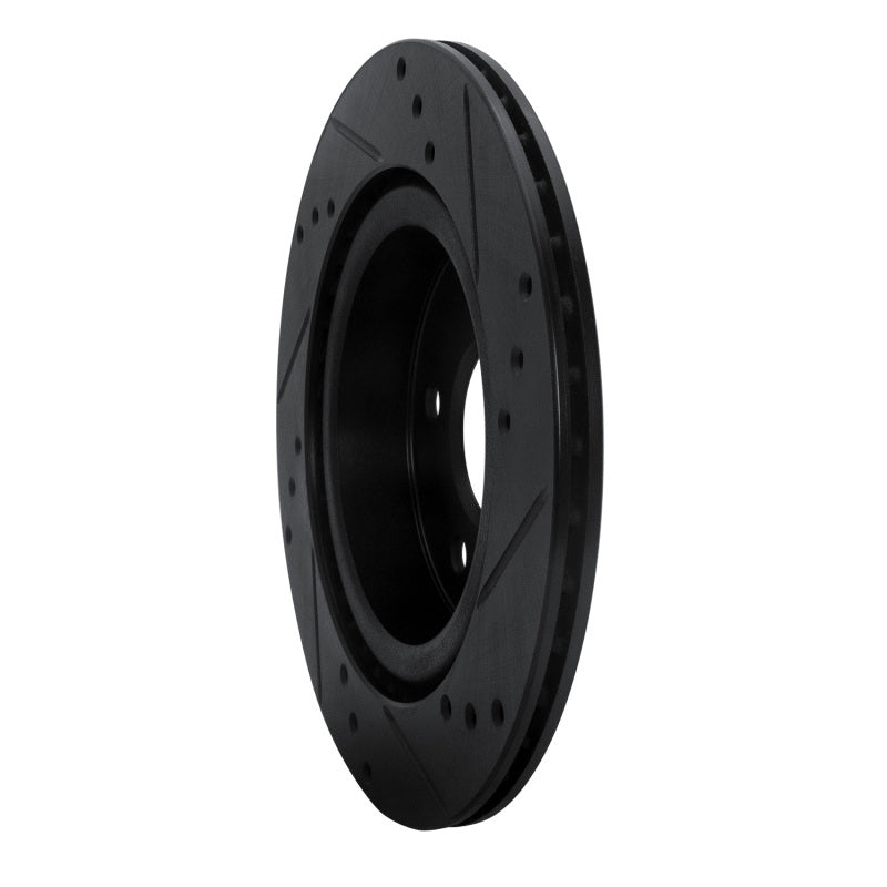 R1 17-25 Nissan X-Trail (Mexico) Rear Left Drilled & Slotted Black Brake Rotor